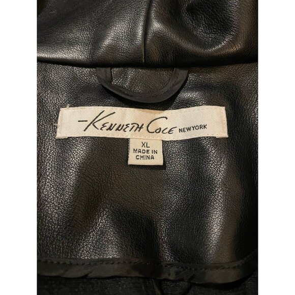 Kenneth Cole Faux Leather Belted Trench Coat - Picture 7 of 8